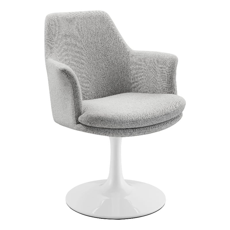 Lippa Swivel Dining Armchair in White Light Gray