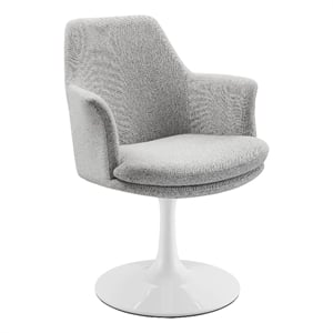 Lippa Swivel Dining Armchair in White Light Gray