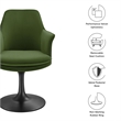 Lippa Swivel Dining Armchair in Black Moss Green