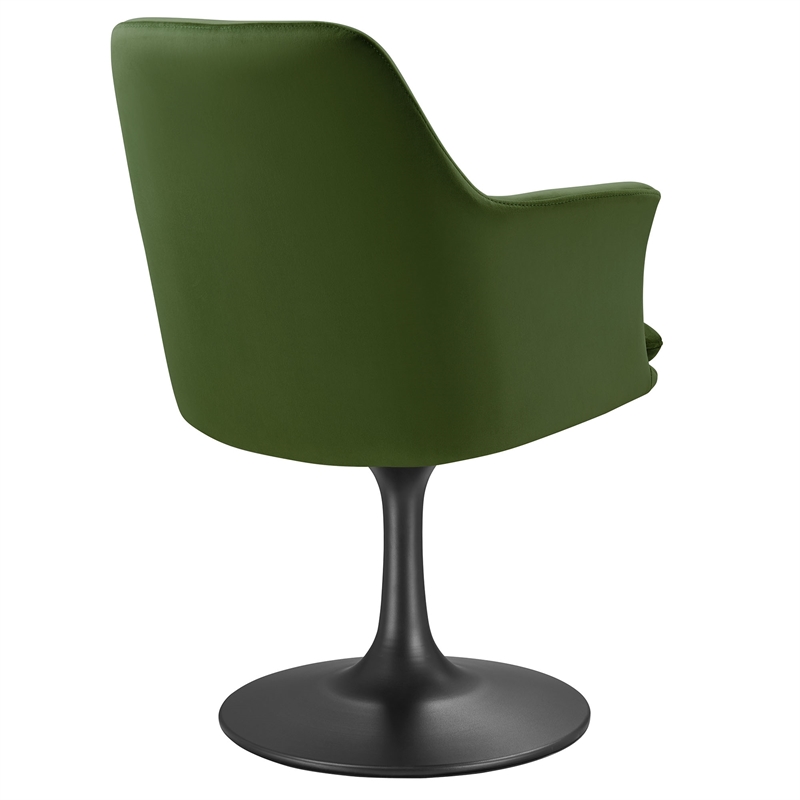 Lippa Swivel Dining Armchair in Black Moss Green