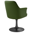 Lippa Swivel Dining Armchair in Black Moss Green