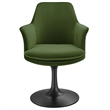 Lippa Swivel Dining Armchair in Black Moss Green