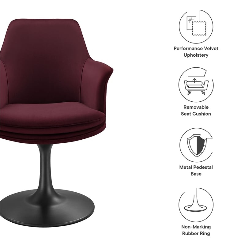 Lippa Swivel Dining Armchair in Black Mulberry