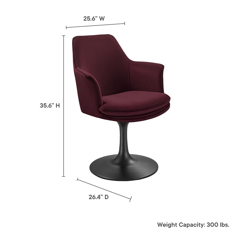 Lippa Swivel Dining Armchair in Black Mulberry