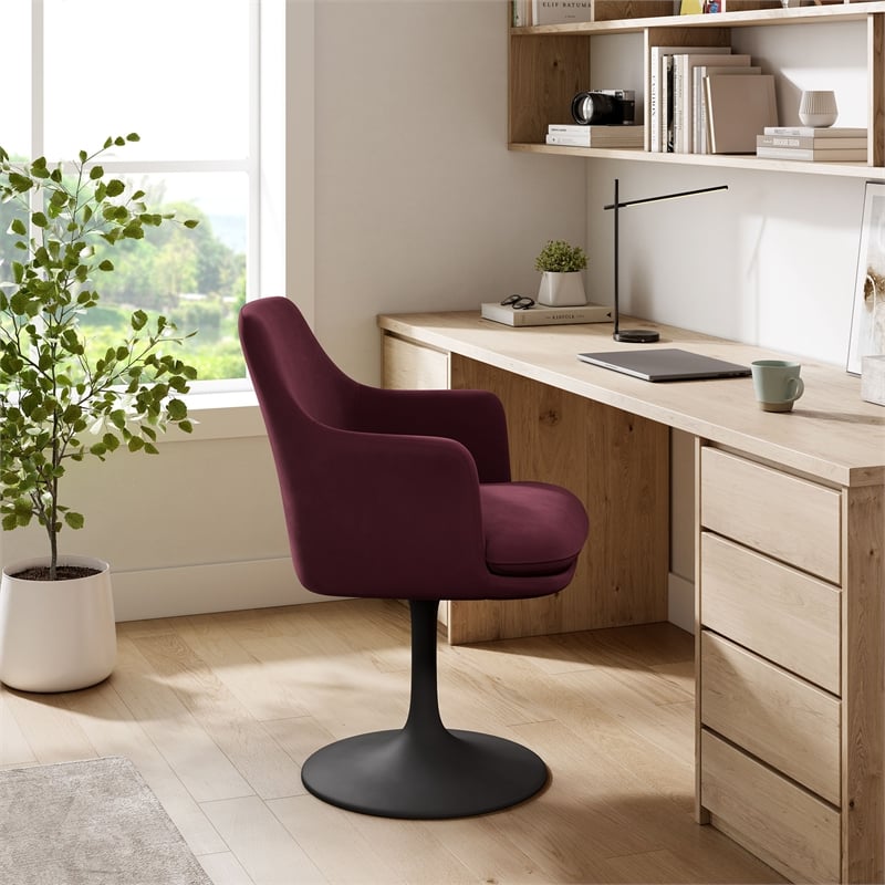Lippa Swivel Dining Armchair in Black Mulberry