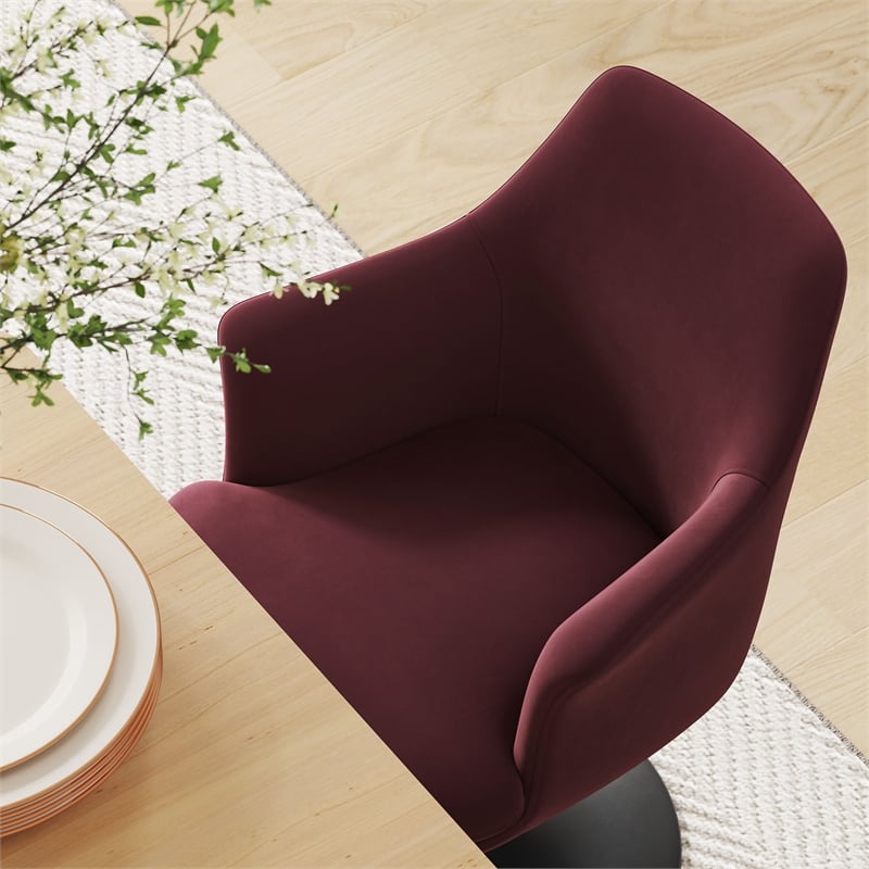 Lippa Swivel Dining Armchair in Black Mulberry