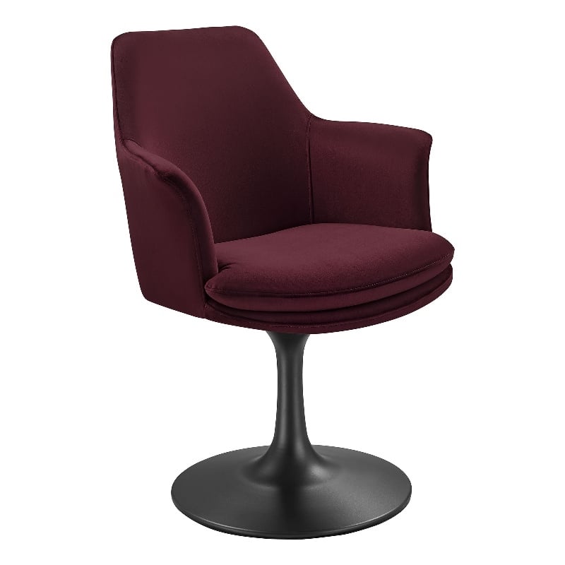 Lippa Swivel Dining Armchair in Black Mulberry