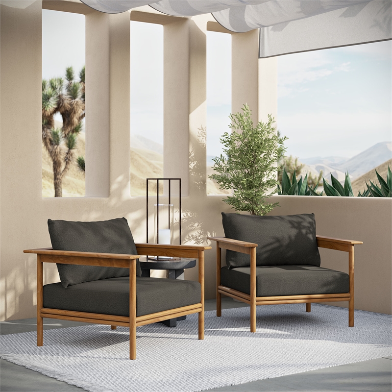 Wren Armchair Set of 2 in Natural Flint Gray
