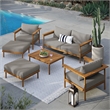 Modway Wren 6-Piece Teak Wood Patio Furniture Set in Natural Driftwood