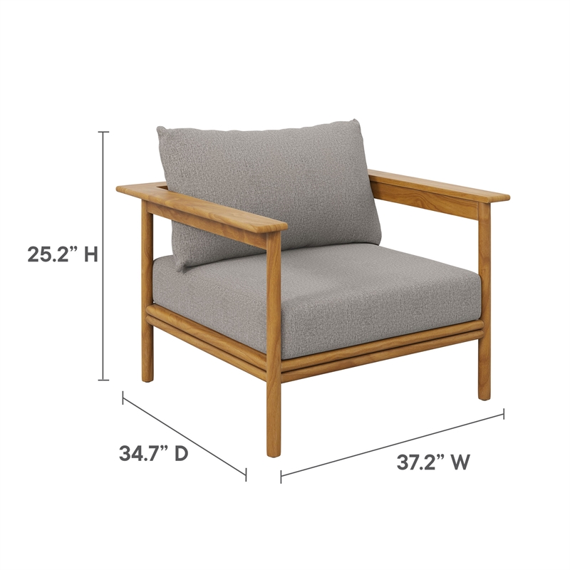 Modway Wren 6-Piece Teak Wood Patio Furniture Set in Natural Driftwood
