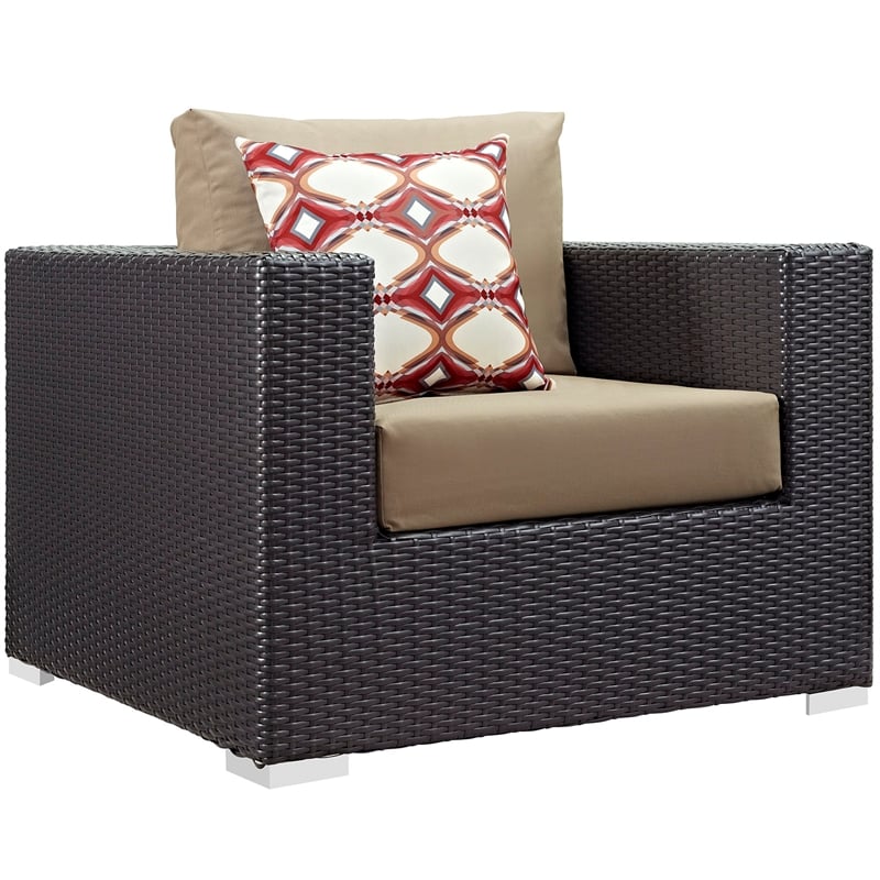 Modway Convene 5-Piece Outdoor Patio Sectional Set in Espresso/Mocha