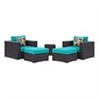 Modway Convene 5 Piece Sectional Set in Espresso Turquoise