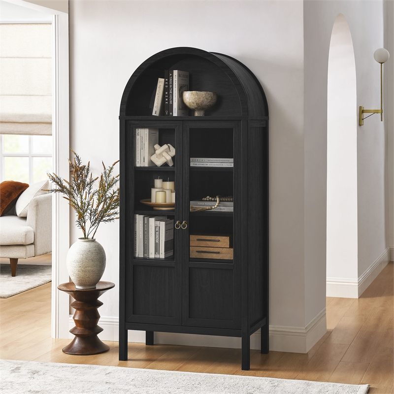 Tessa Arched Storage Display Cabinet in Black