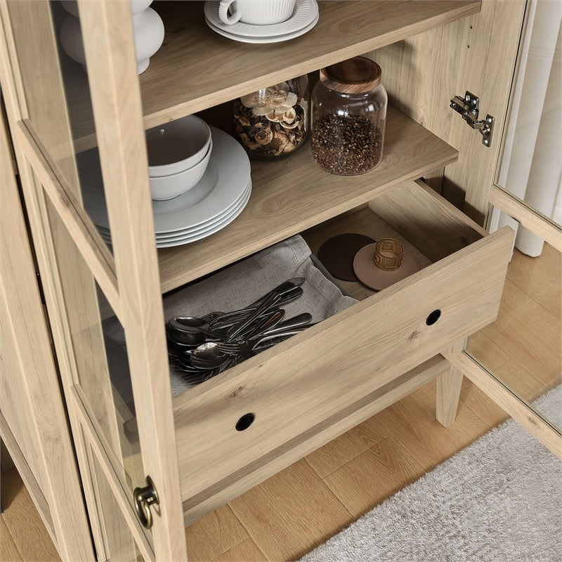 Nolan Arched Storage Display Cabinet in Light Oak