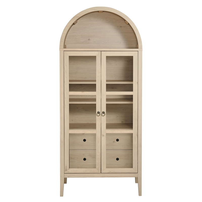 Nolan Arched Storage Display Cabinet in Light Oak