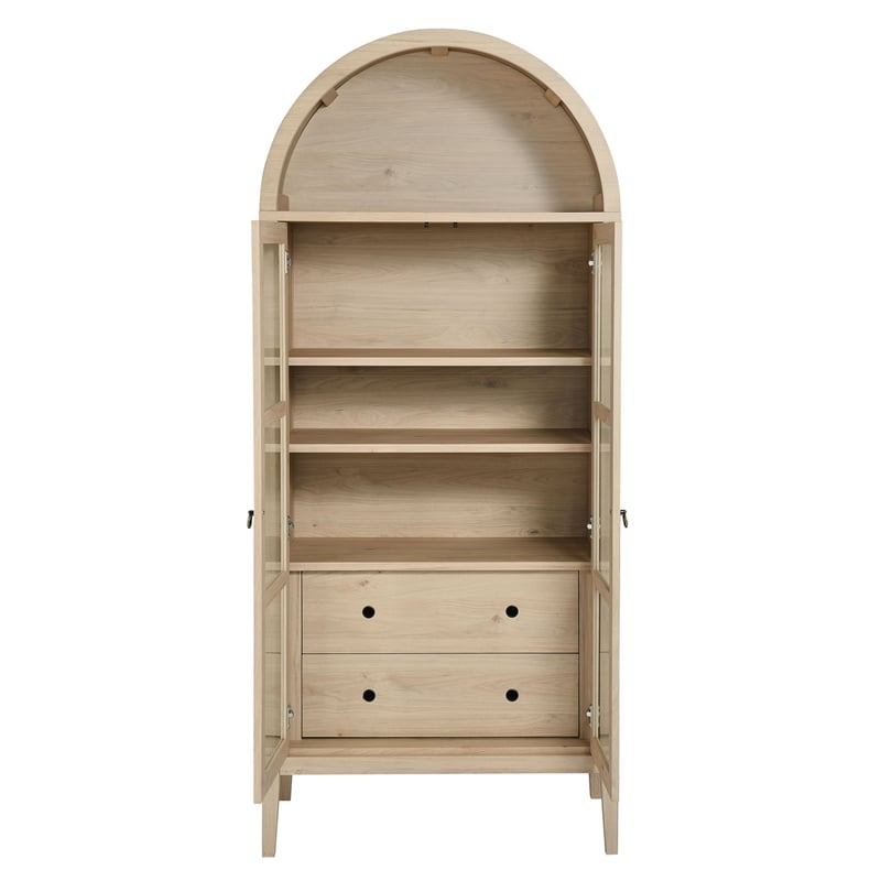 Nolan Arched Storage Display Cabinet in Light Oak