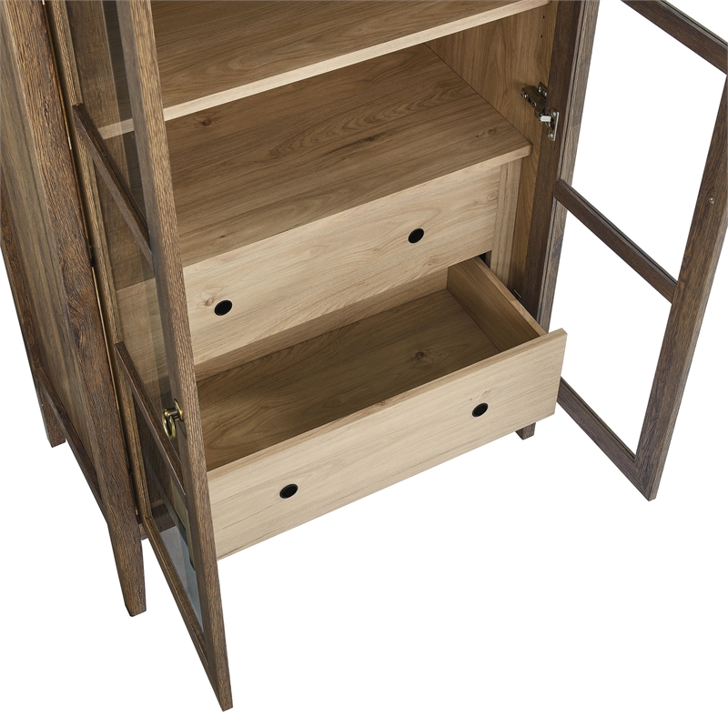 Nolan Arched Storage Display Cabinet in Walnut Hickory
