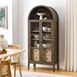 Nolan Arched Storage Display Cabinet in Walnut Hickory