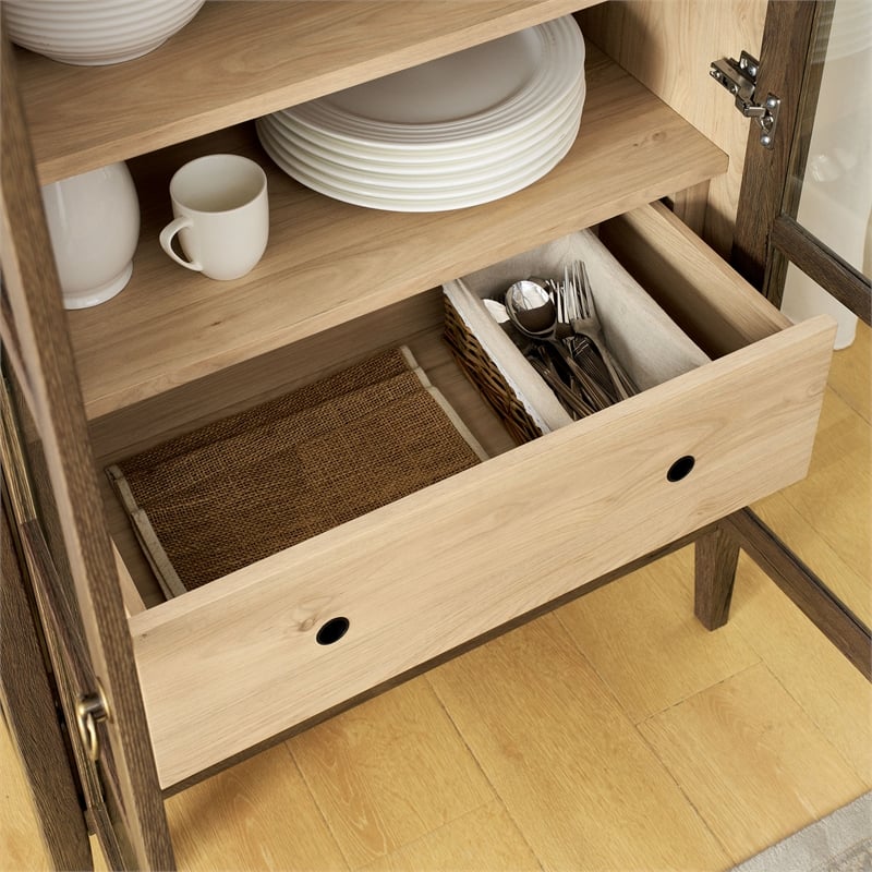 Nolan Arched Storage Display Cabinet in Walnut Hickory
