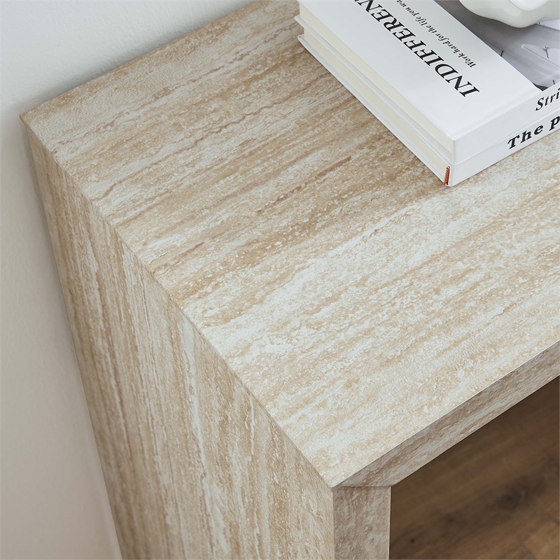 Modway Mirella Console Table in Faux Travertine Laminate