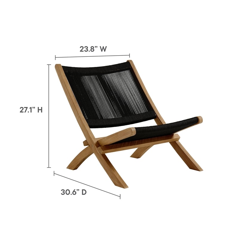 Vienna Folding Accent Lounge Chair in Natural Black