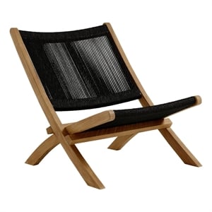 Vienna Folding Accent Lounge Chair in Natural Black