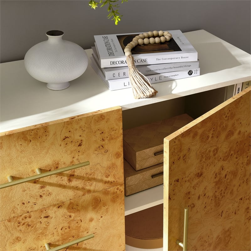 Abel Sideboard Buffet TV Stand in White Bleached Burl
