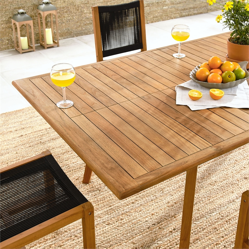 Vienna 7-Piece Dining Set with Armless Chairs in Natural Black