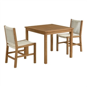 Vienna 3-Piece Dining Set with Armless Chiars in Natural Natural