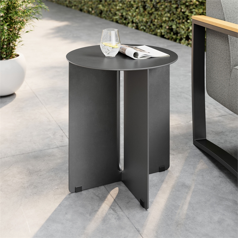 Modway Tecton Powder-Coated Aluminum Patio End in Charcoal