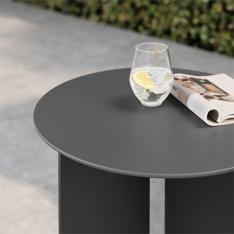 Modway Tecton Powder-Coated Aluminum Patio End in Charcoal