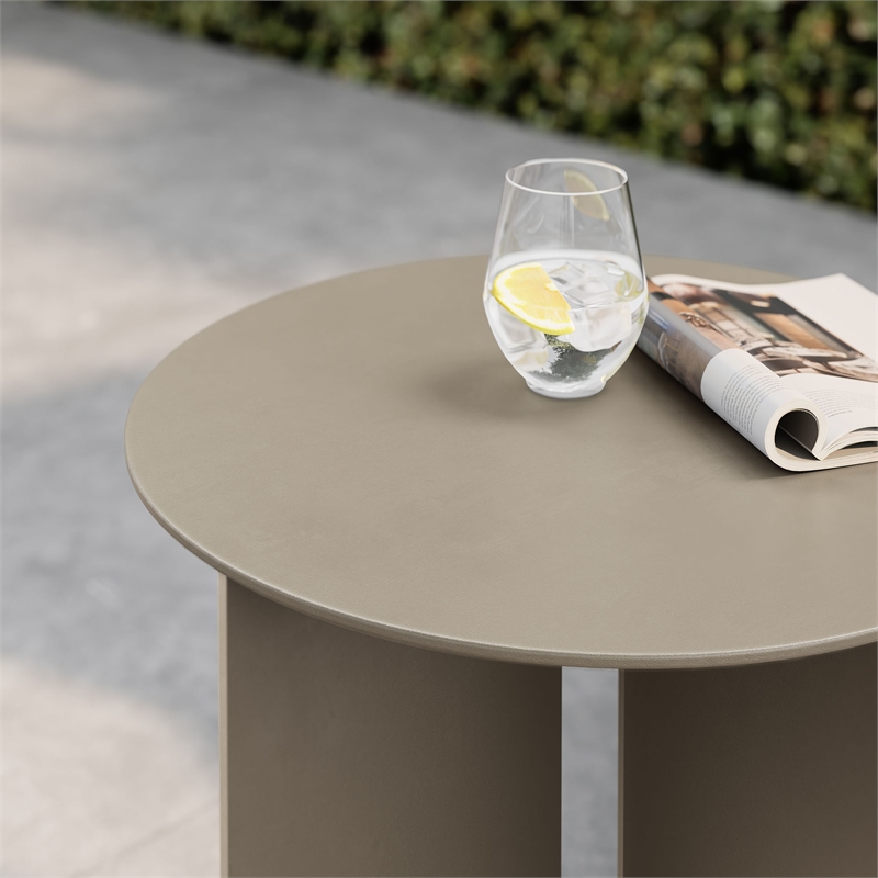Modway Tecton Powder-Coated Aluminum Patio End Table in Khaki