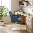 Lippa Swivel Dining Armchair in White Cadet Blue