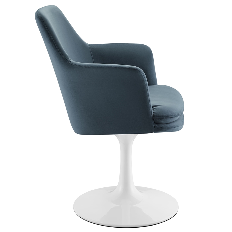 Lippa Swivel Dining Armchair in White Cadet Blue
