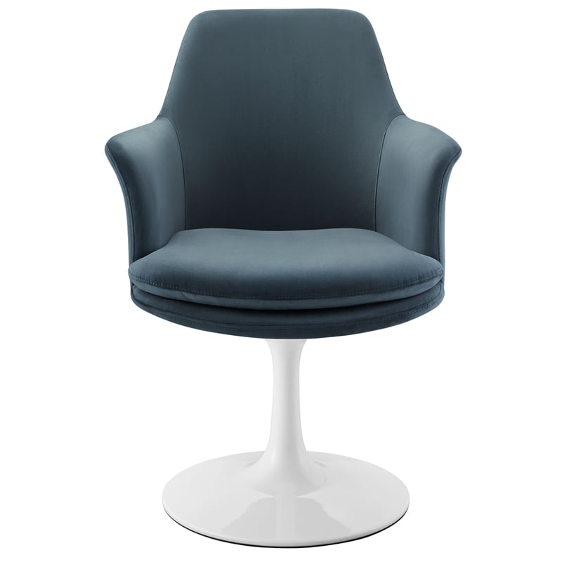 Lippa Swivel Dining Armchair in White Cadet Blue