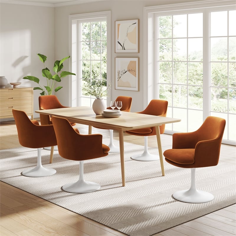 Lippa Swivel Dining Armchair in White Rust