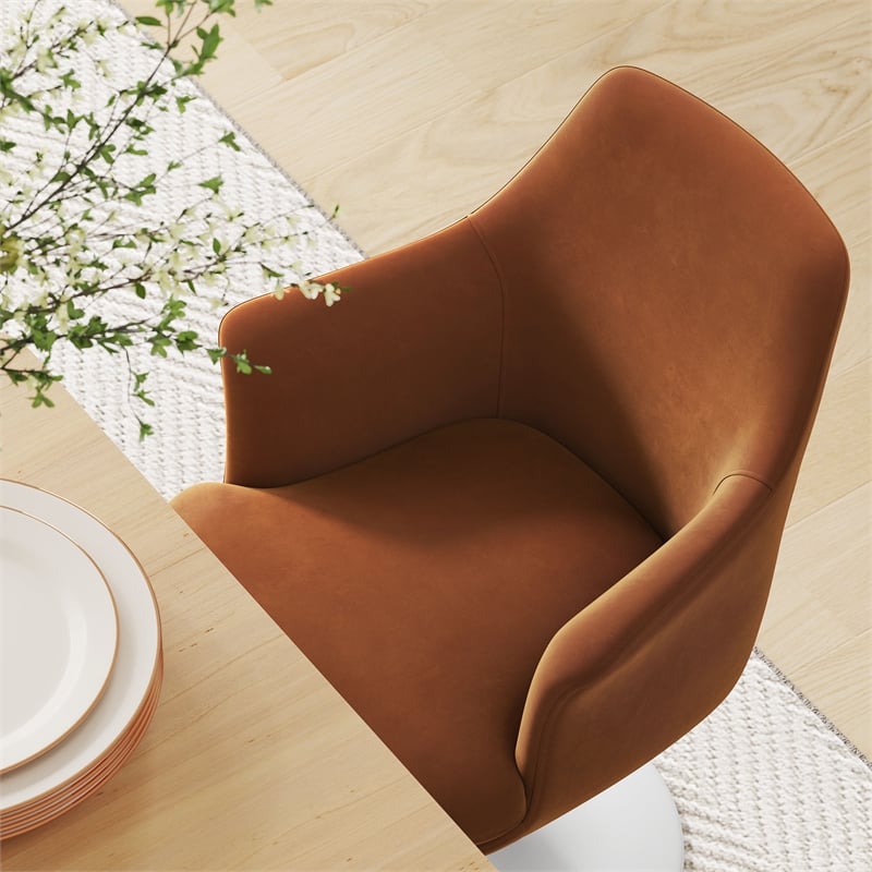 Lippa Swivel Dining Armchair in White Rust