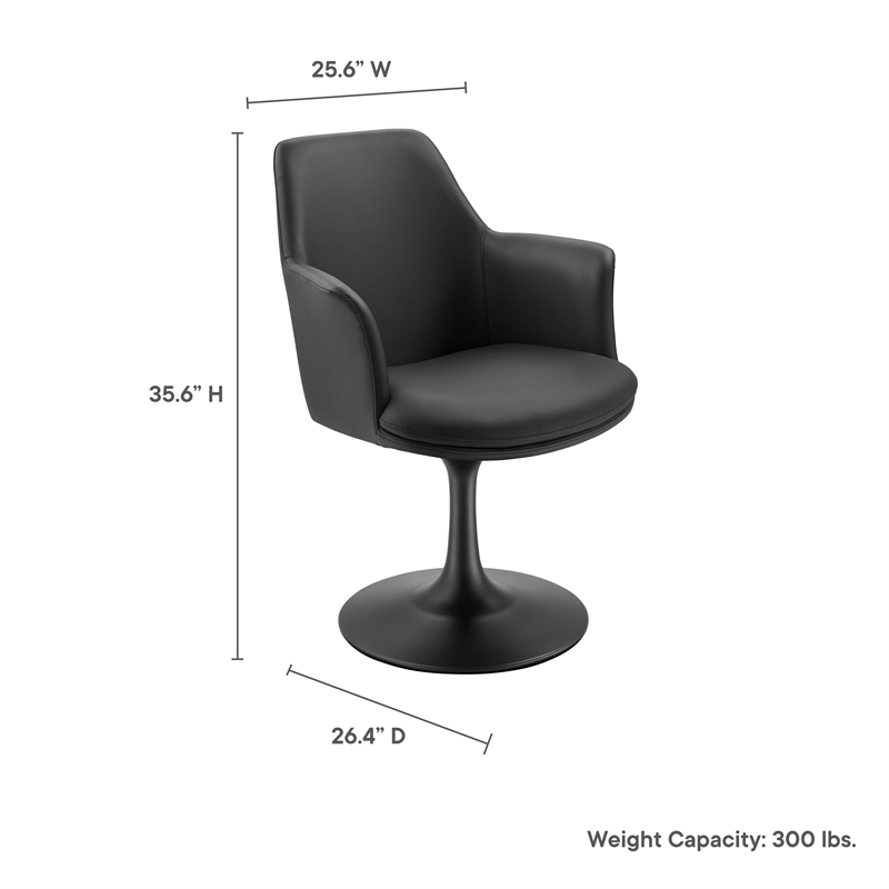 Modway Lippa Vegan Leather Upholstered Swivel Dining Armchair in Black Black