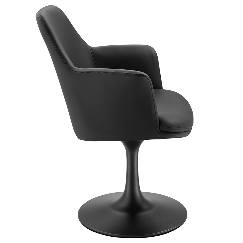 Modway Lippa Vegan Leather Upholstered Swivel Dining Armchair in Black Black