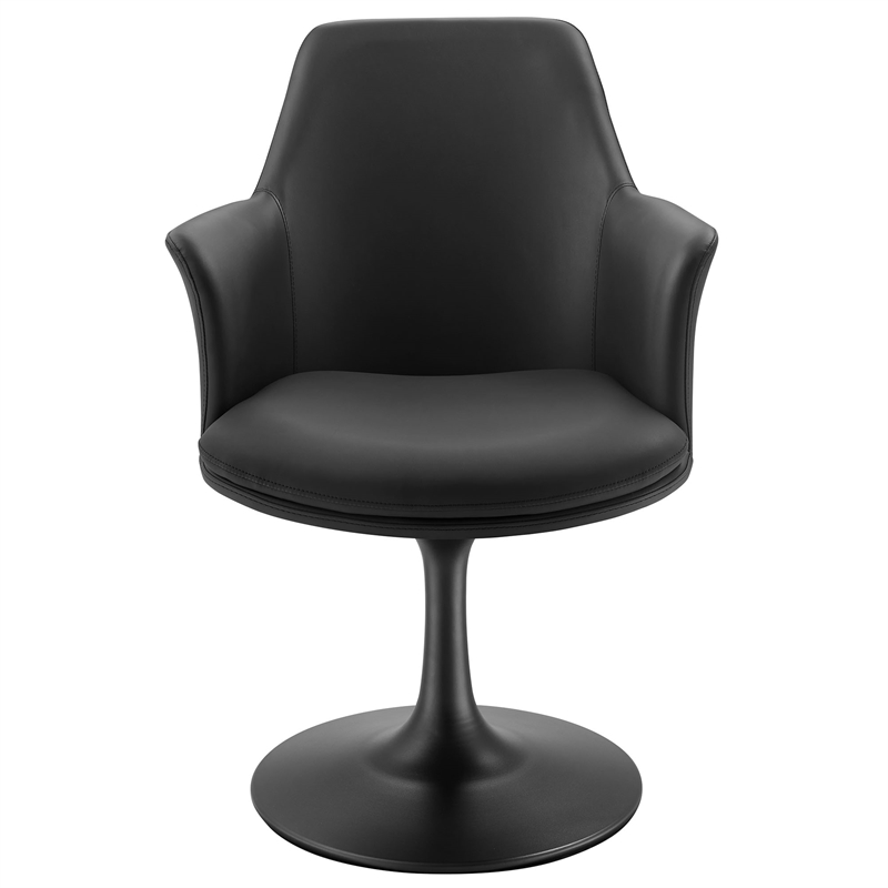 Modway Lippa Vegan Leather Upholstered Swivel Dining Armchair in Black Black