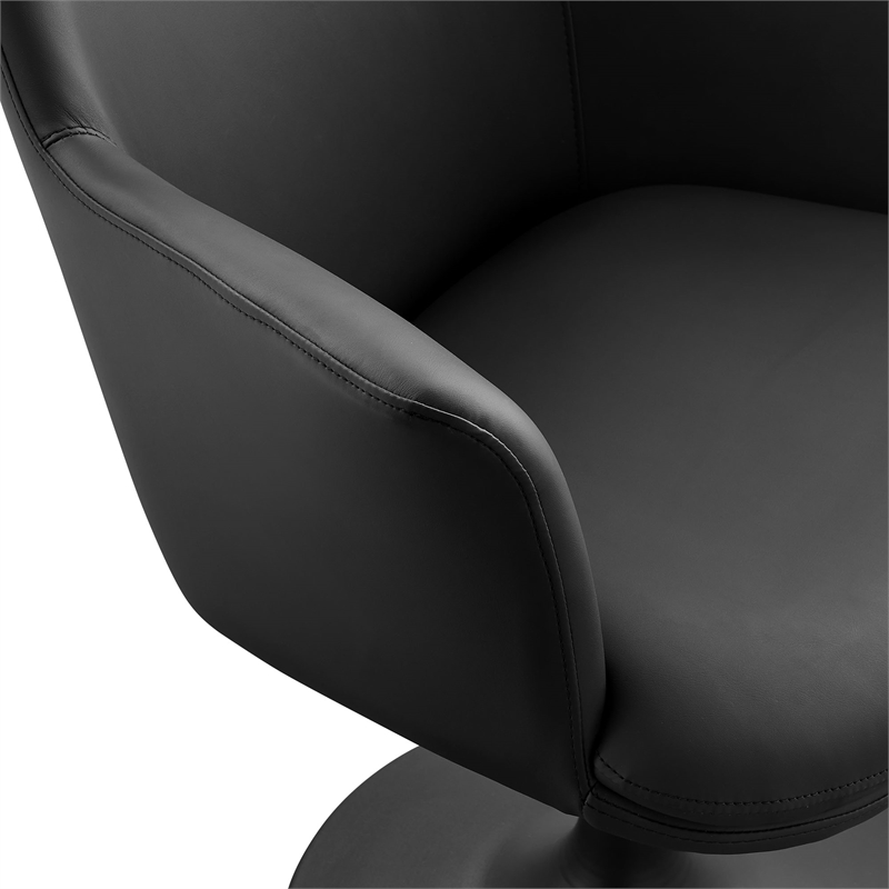 Modway Lippa Vegan Leather Upholstered Swivel Dining Armchair in Black Black