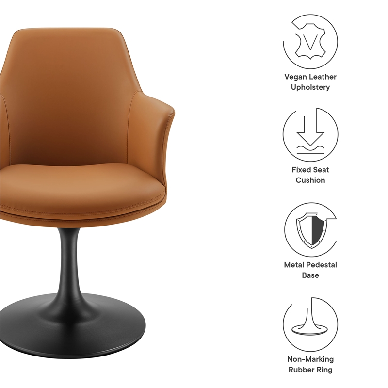 Lippa Swivel Dining Armchair in Black Tan