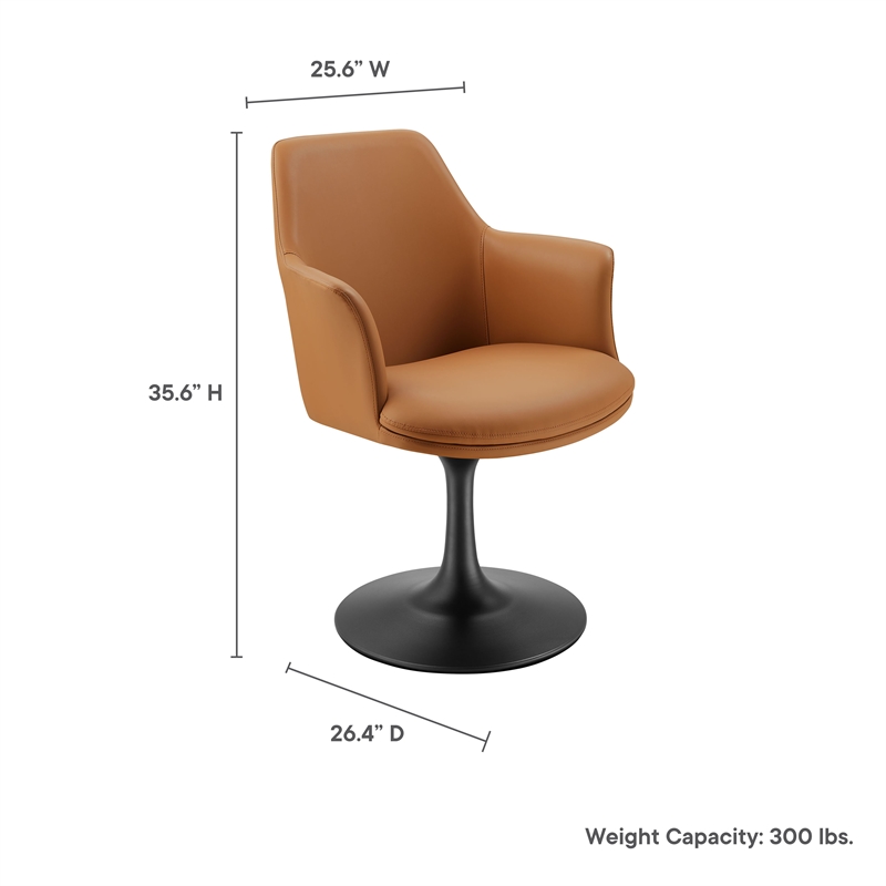 Lippa Swivel Dining Armchair in Black Tan