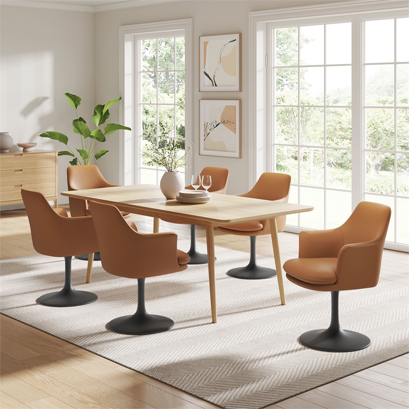 Lippa Swivel Dining Armchair in Black Tan