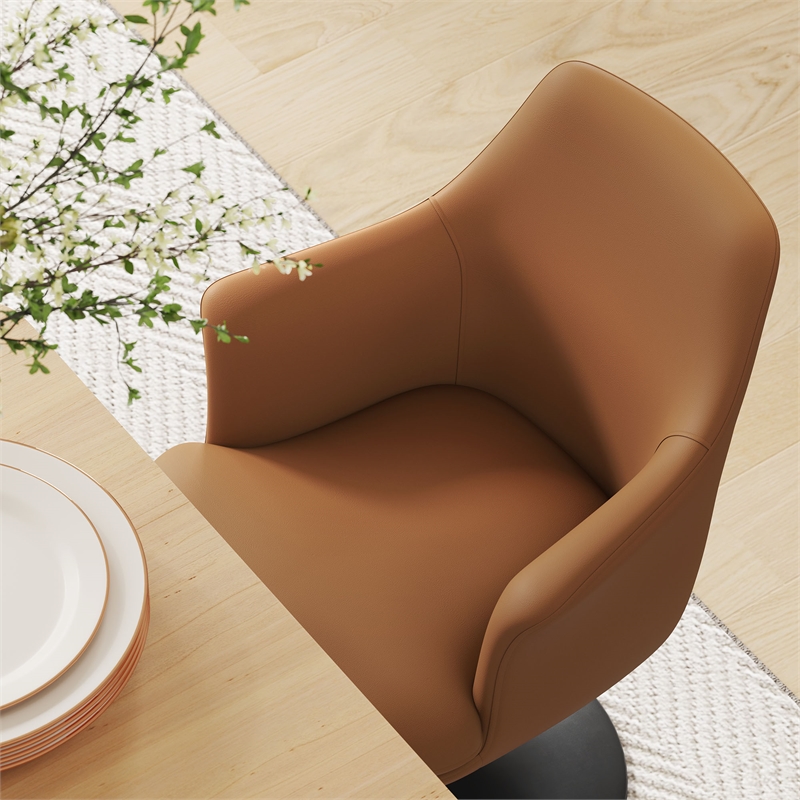 Lippa Swivel Dining Armchair in Black Tan