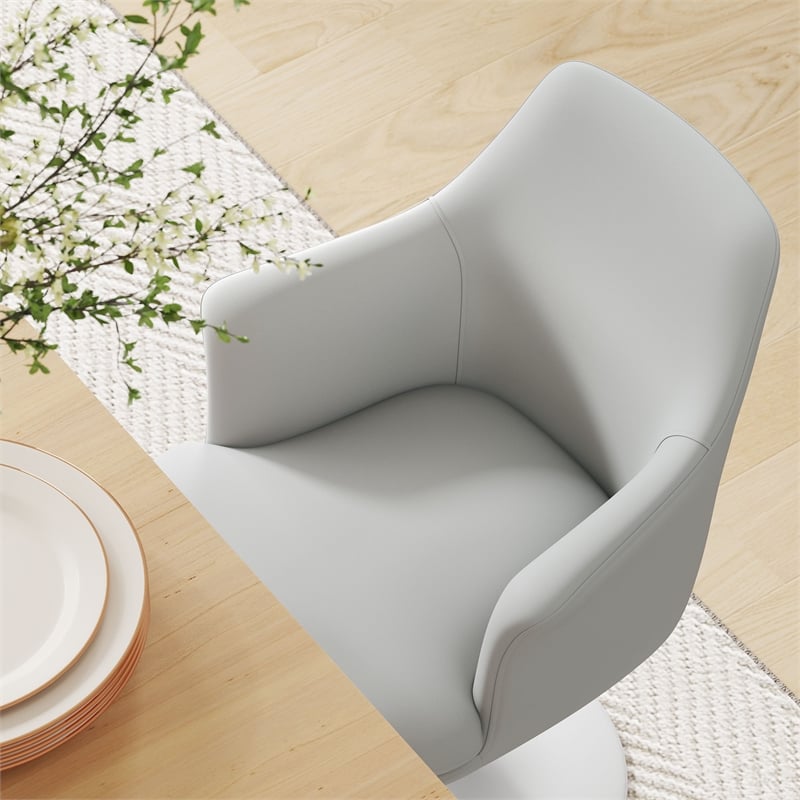 Modway Lippa Vegan Leather Upholstered Swivel Dining Armchair in White White