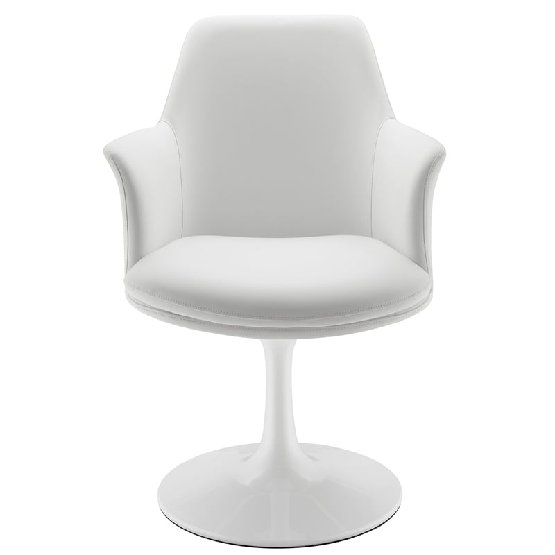 Modway Lippa Vegan Leather Upholstered Swivel Dining Armchair in White White