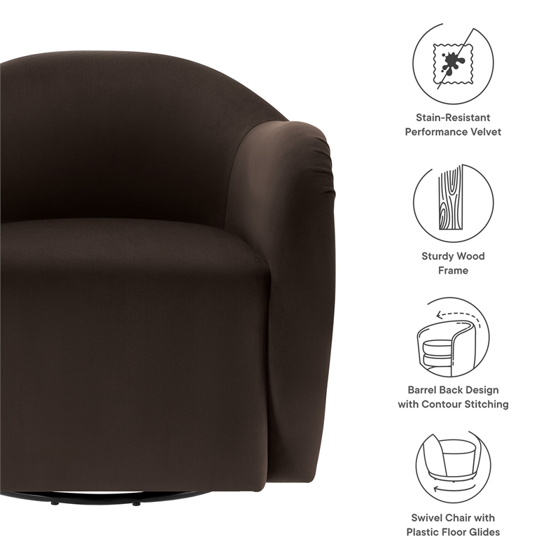 Compose Swivel Armchair in Chocolate Brown
