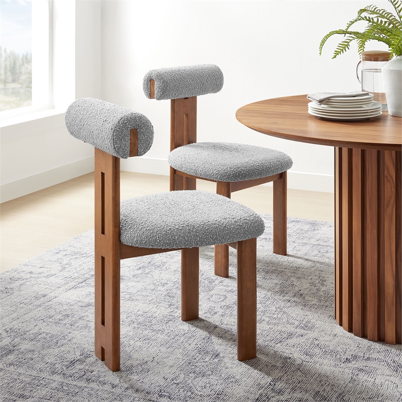 Torian Dining Chair Set of 2 in Walnut Light Gray