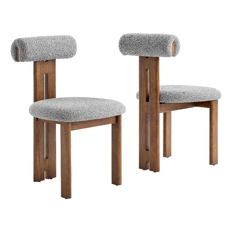 Torian Dining Chair Set of 2 in Walnut Light Gray